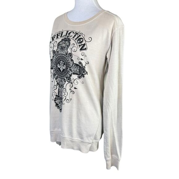 Affliction Sinful Y2K Black Embellished Cross Thin Sweatshirt Long Sleeve Shirt - Picture 4 of 11